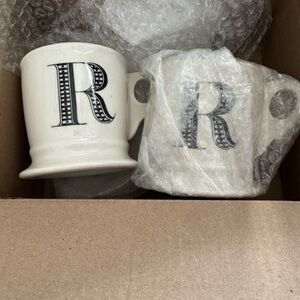 Anthropologie “R” Mug Traditional Set of Two